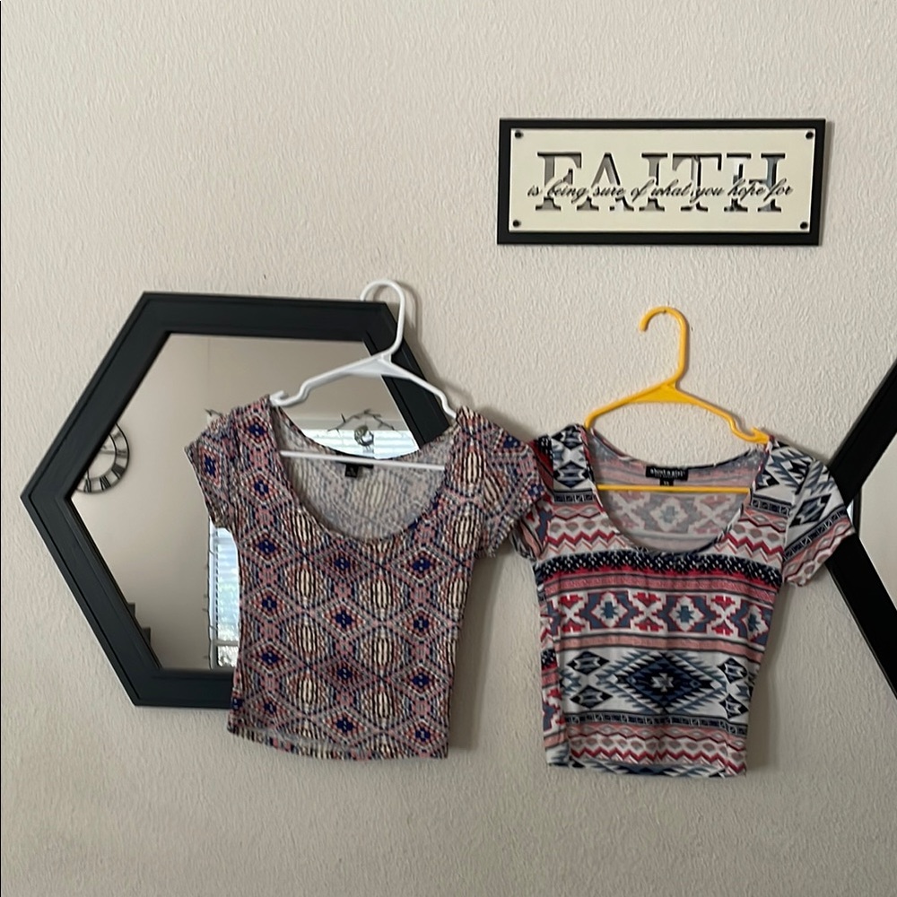 2 Juniors Crop Tops by About a Girl, Geometric Patterned